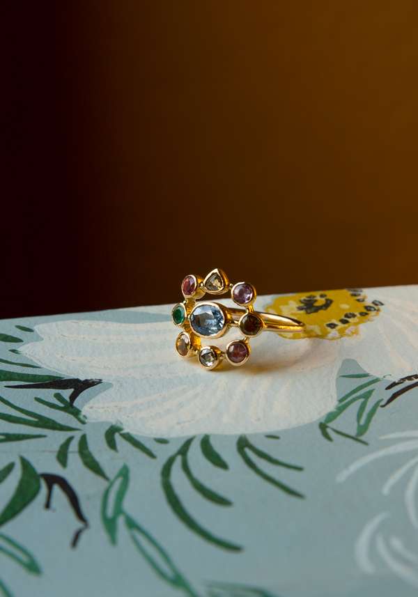 Rose & Lini DORETTE MULTICOLOR “BAGUE SUPER COURONNÉE” GOLD RING Novità