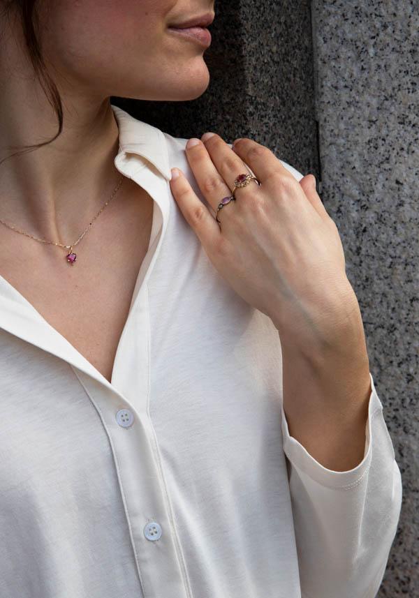 Rose & Lini 5 OCTOBRE “GWEN” GOLD & PINK SAPPHIRE RING Online