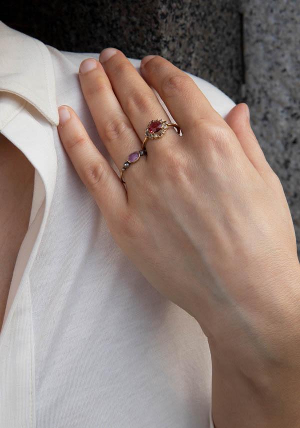 Rose & Lini 5 OCTOBRE “GWEN” GOLD & PINK SAPPHIRE RING Online