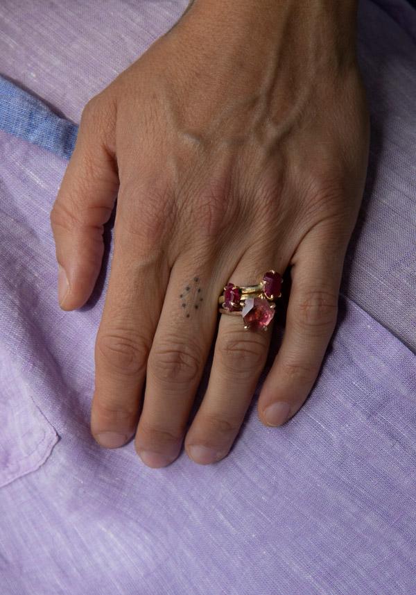 Rose & Lini VARIANCE OBJECTS “PINK TOURMALINE MEDIUM STONE” GOLD RING || Size 54 Nuova