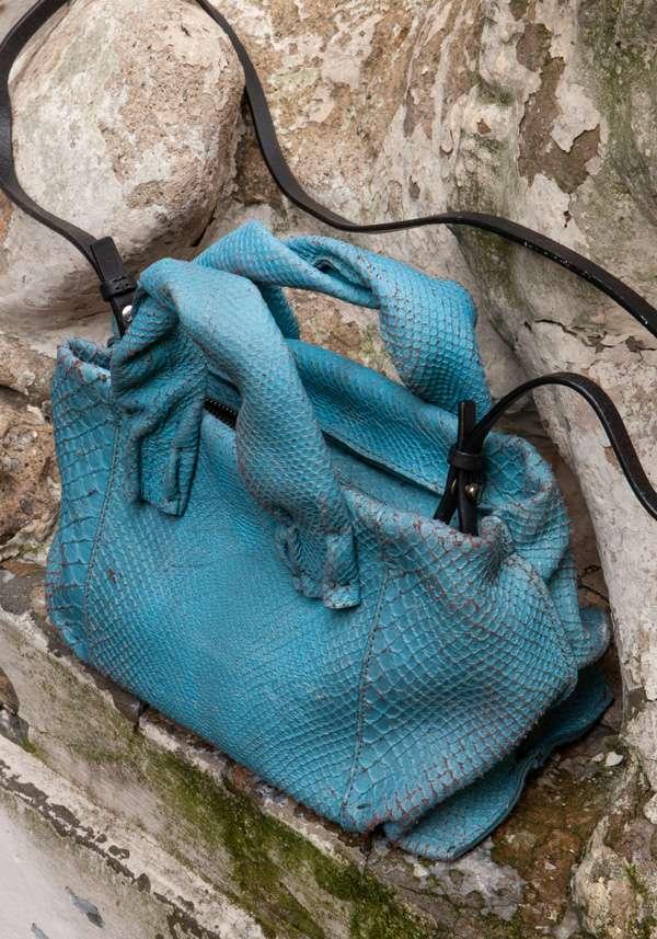 Rose & Lini SIMONA TAGLIAFERRI LIGHT BLUE PYTHON MINI SOFT BAG Super Saving Price