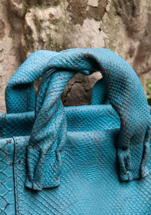 Rose & Lini SIMONA TAGLIAFERRI LIGHT BLUE PYTHON MINI SOFT BAG Super Saving Price