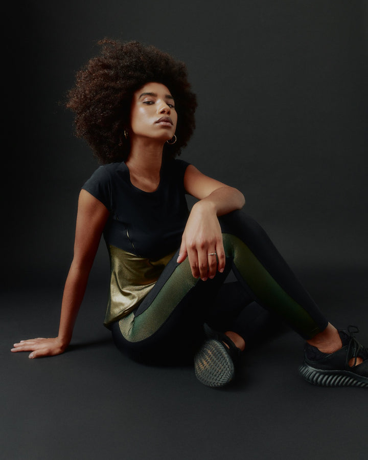 Sàpopa Wake up Fleece Metallic Leggings In Vendita