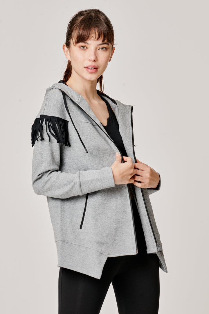 Sàpopa Kiwi Grey Fringe Sweatshirt Pezzi Unici