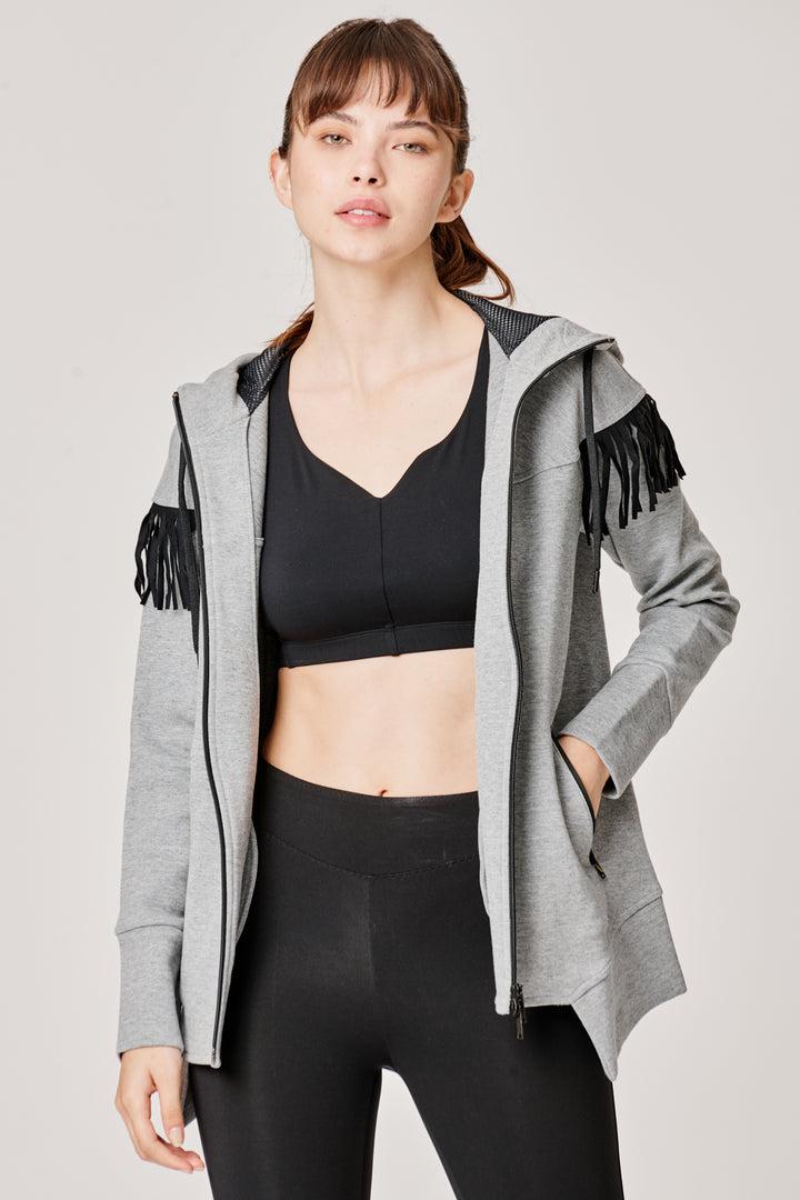Sàpopa Kiwi Grey Fringe Sweatshirt Vendita Economica