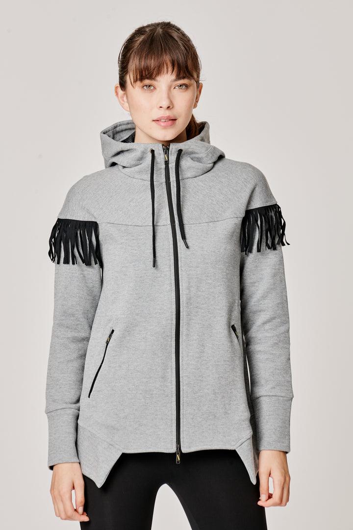 Sàpopa Kiwi Grey Fringe Sweatshirt Vendita Economica