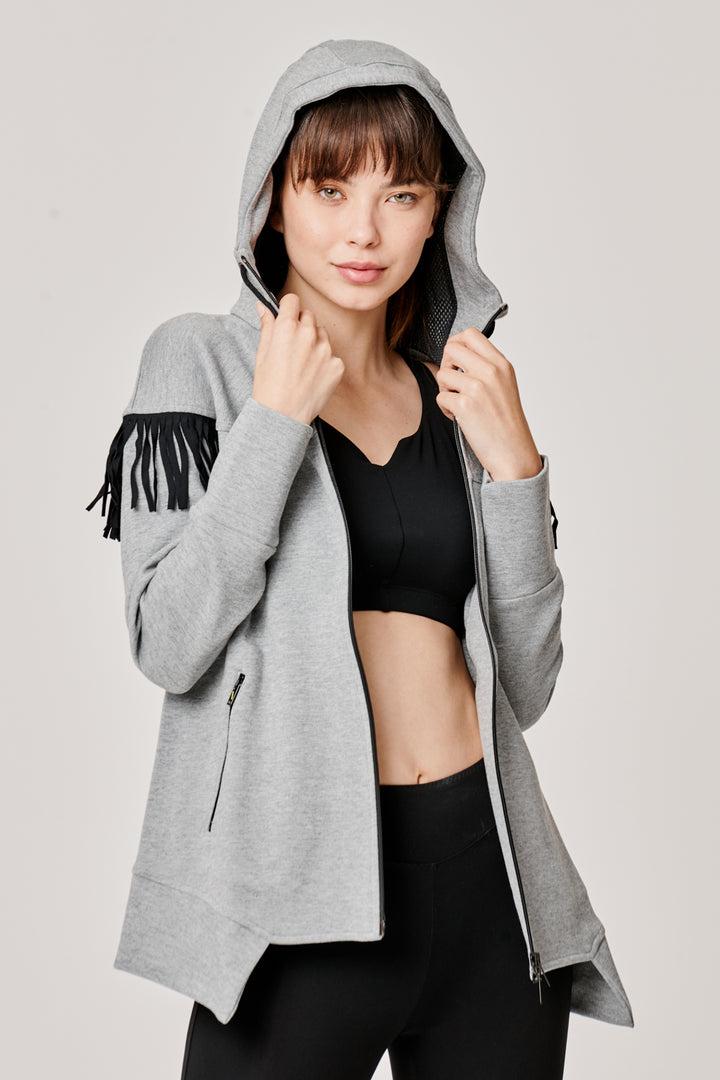Sàpopa Kiwi Grey Fringe Sweatshirt Vendita Economica