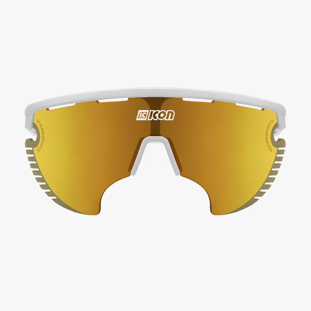 Scicon Occhiali Sportivi Aerowing Lamon Bianchi/Lente Bronzo Specchiata Vendita Calda
