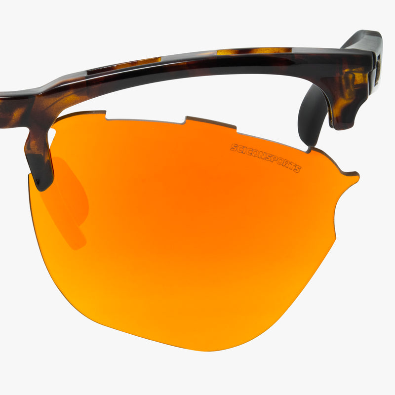 Scicon Occhiali da sole Gravel Tartarugati/Lenti Rosse Specchiate Smaltimento dello stoccaggio