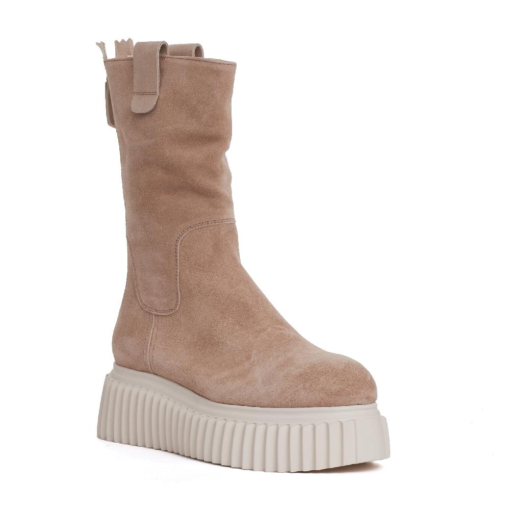 Sorelle Perego stivaletto fondo bianco in camoscio beige Comprare a buon mercato