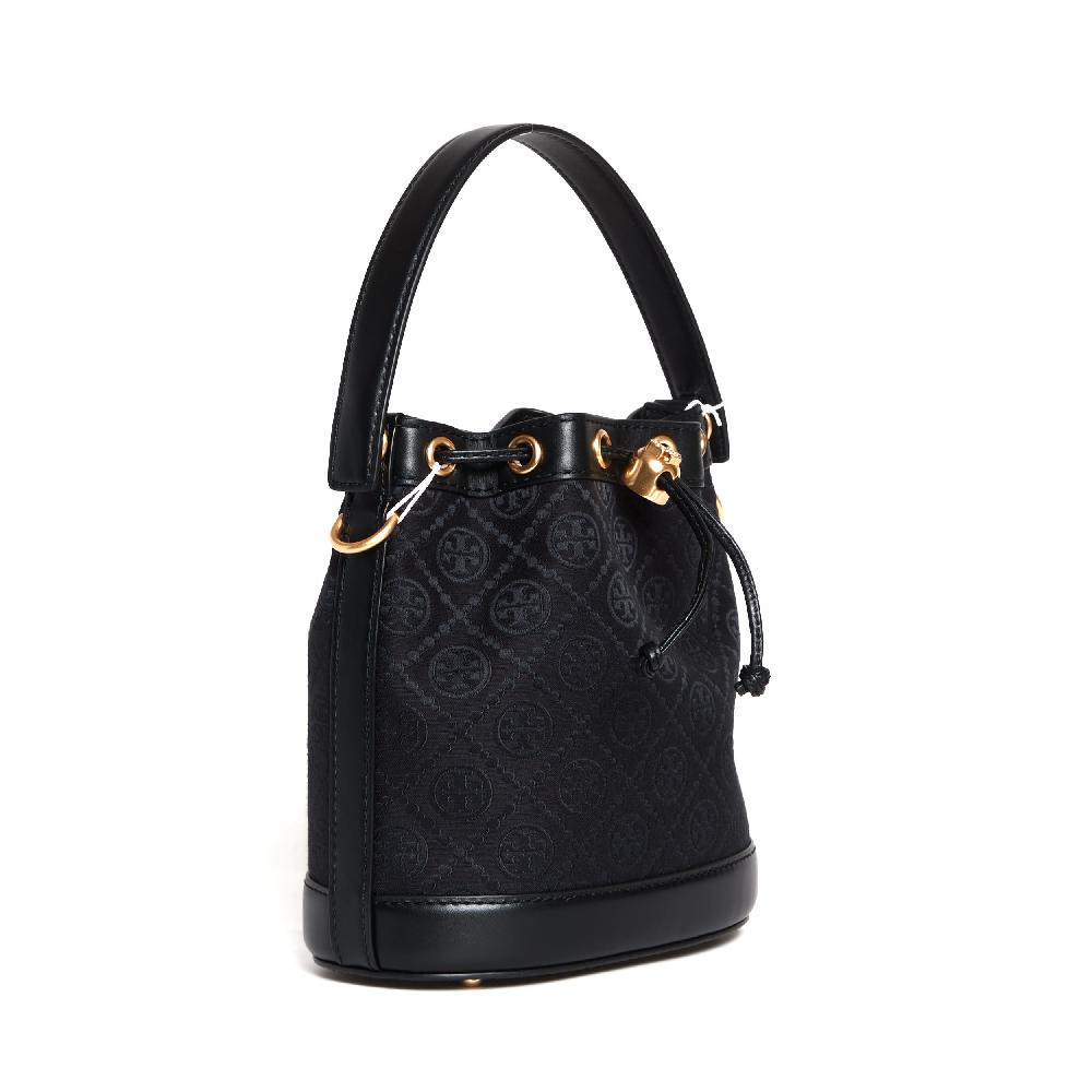 Sorelle Perego bucket bag tessuto logato e pelle nera Prezzo basso