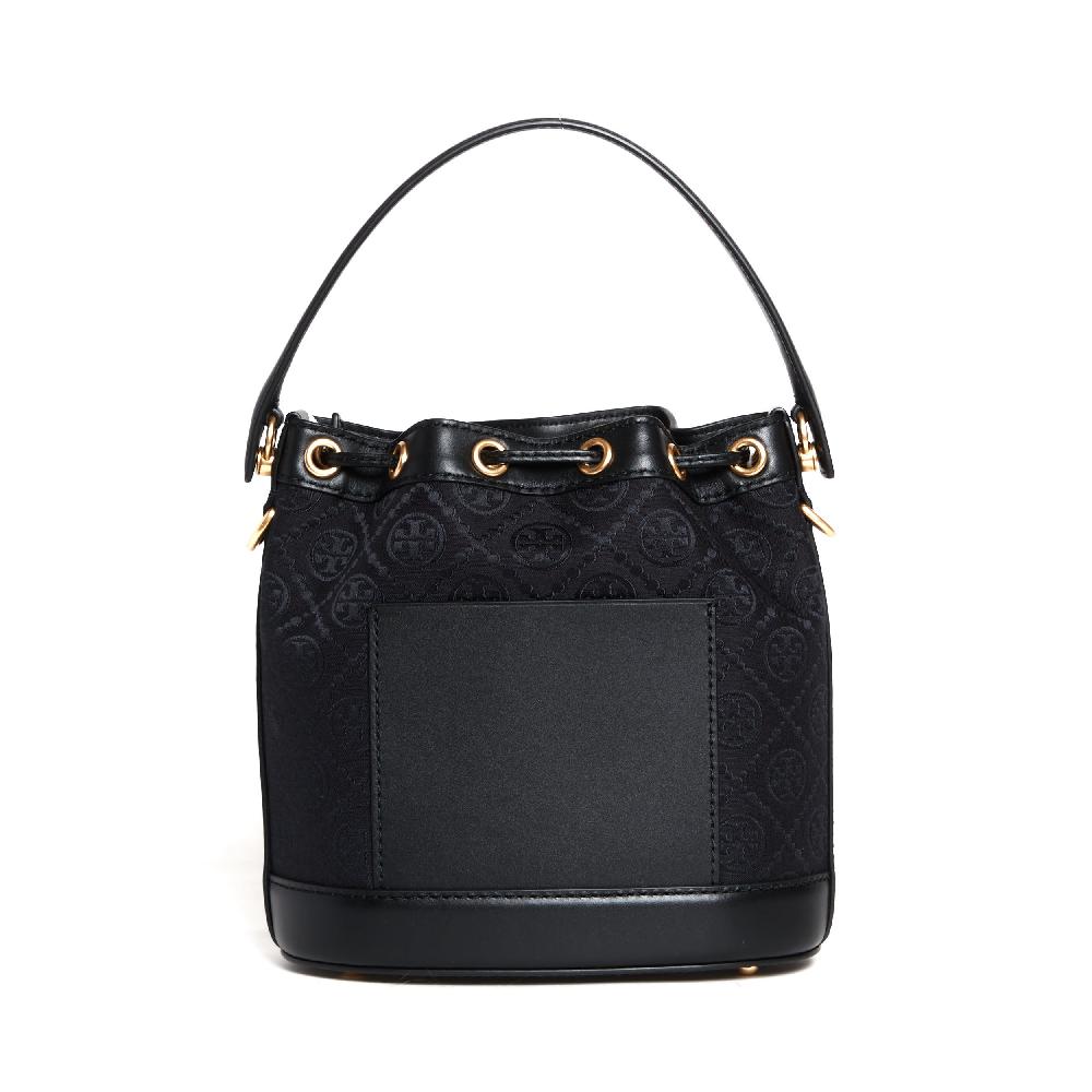 Sorelle Perego bucket bag tessuto logato e pelle nera Prezzo basso