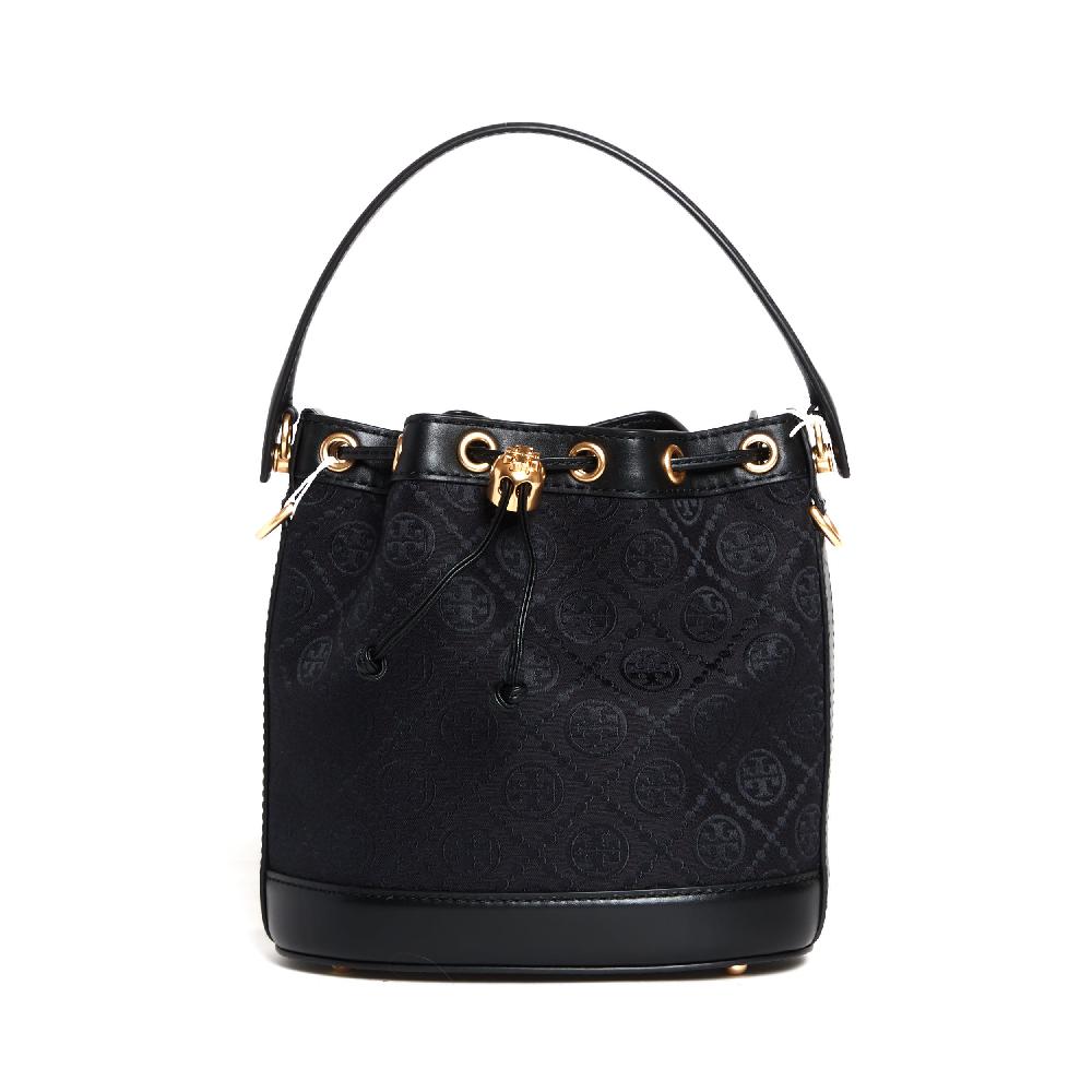 Sorelle Perego bucket bag tessuto logato e pelle nera Prezzo basso
