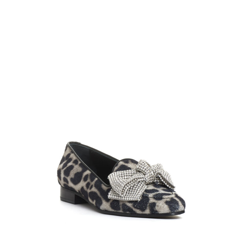 Sorelle Perego mocassino fiocco strass e stampa leopardo Fino al 50% di sconto