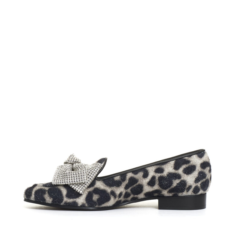 Sorelle Perego mocassino fiocco strass e stampa leopardo Fino al 50% di sconto