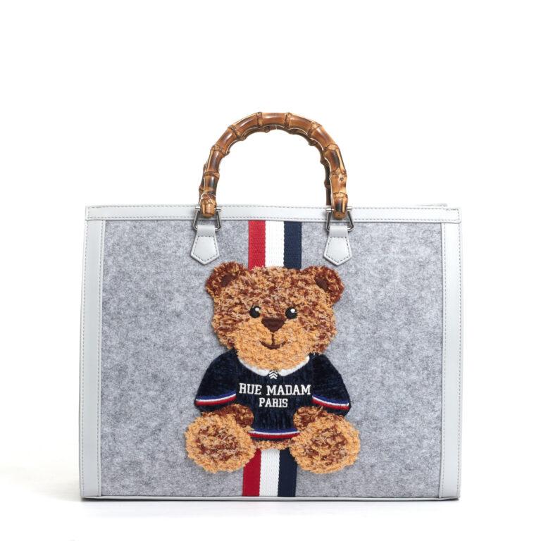 Sorelle Perego tote bag grigio grande con Teddy e tracolla Vendita