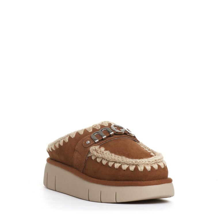 Sorelle Perego ciabatta camoscio cuoio con logo metallo Promozione