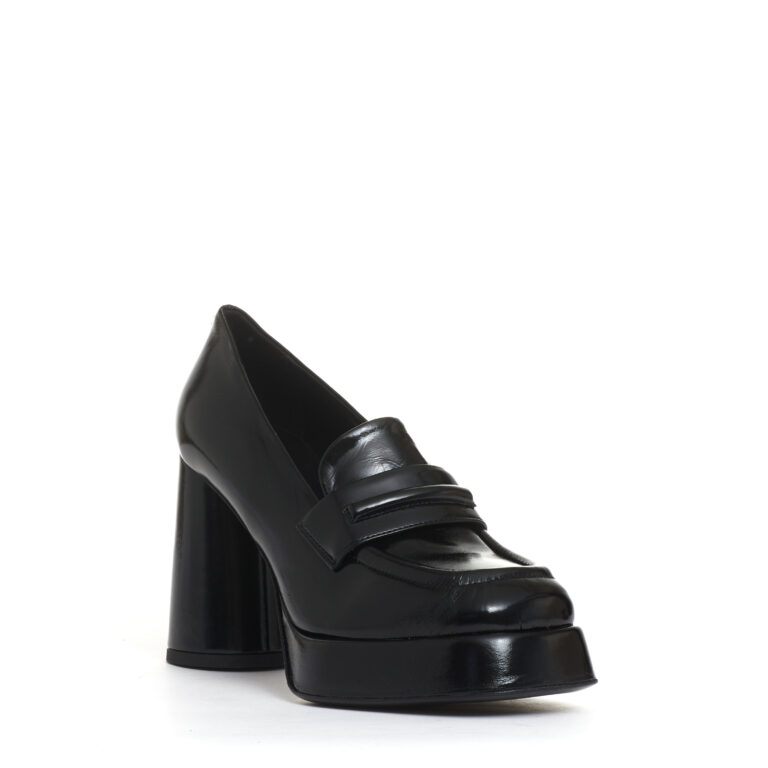 Sorelle Perego mocassino vernice nero platò tacco 90 mm Negozi Online