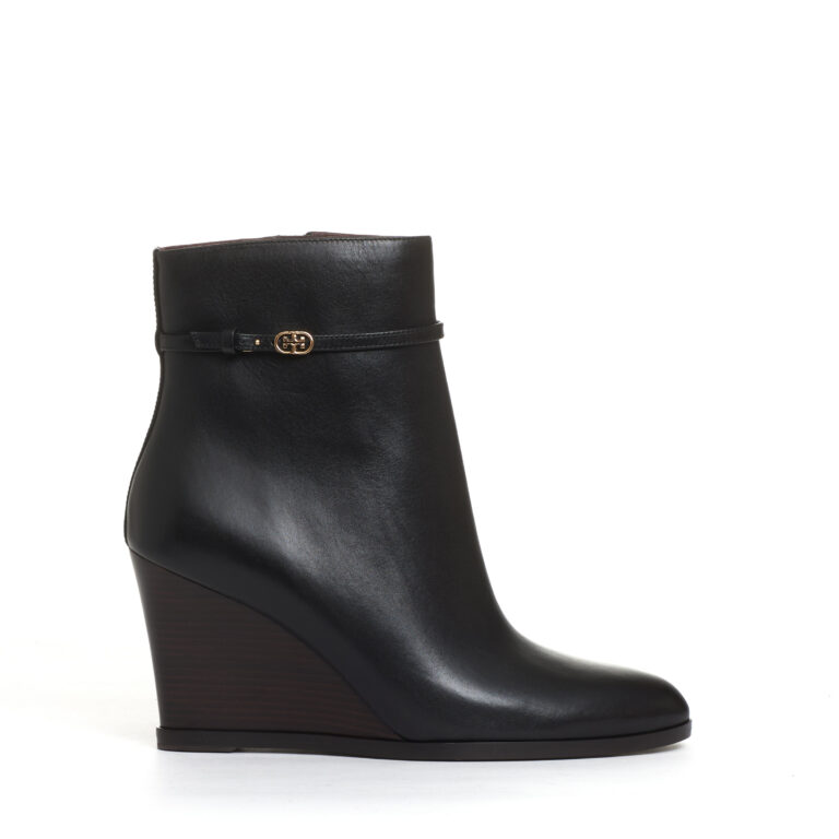 Sorelle Perego stivaletto zeppa 90 mm pelle nera Offerta Giorno del Papà