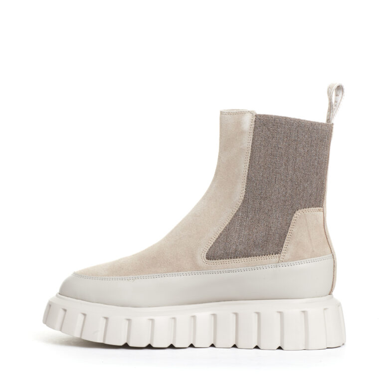 Sorelle Perego chelsea boot pelle beige e camoscio Latest fashion