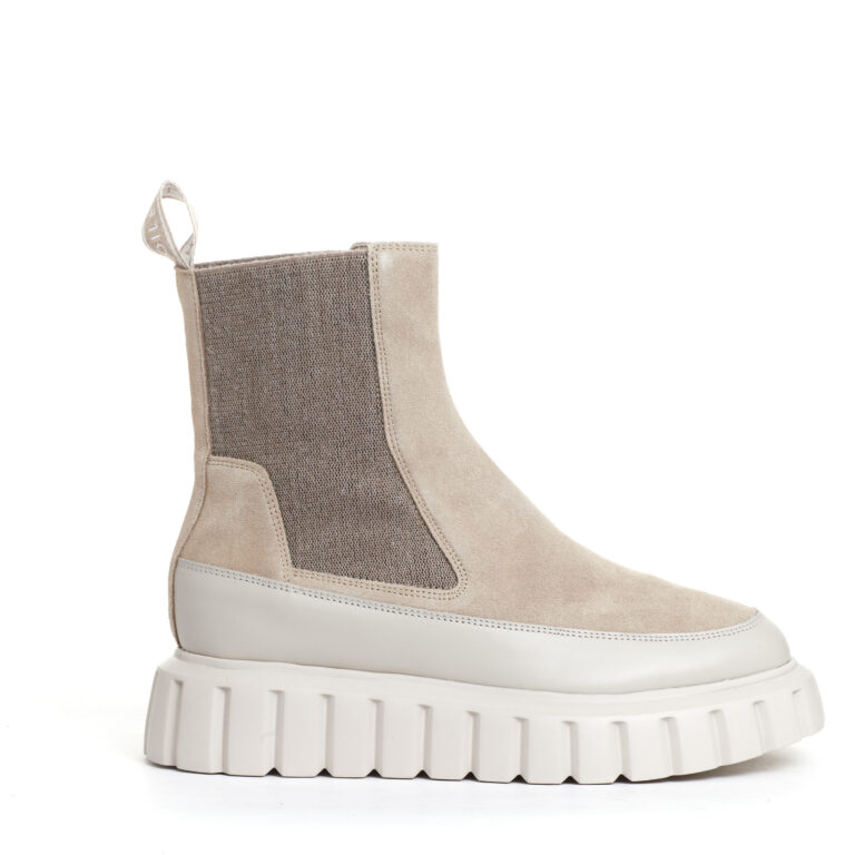Sorelle Perego chelsea boot pelle beige e camoscio Latest fashion