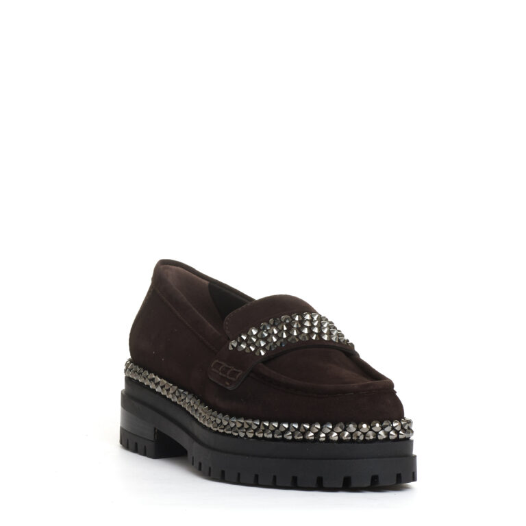 Sorelle Perego mocassino camoscio ebano con strass Offerta settimanale