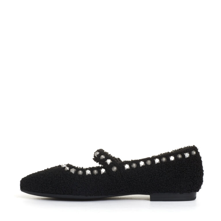 Sorelle Perego ballerina ecofur nero con cinturino e borchie 2025