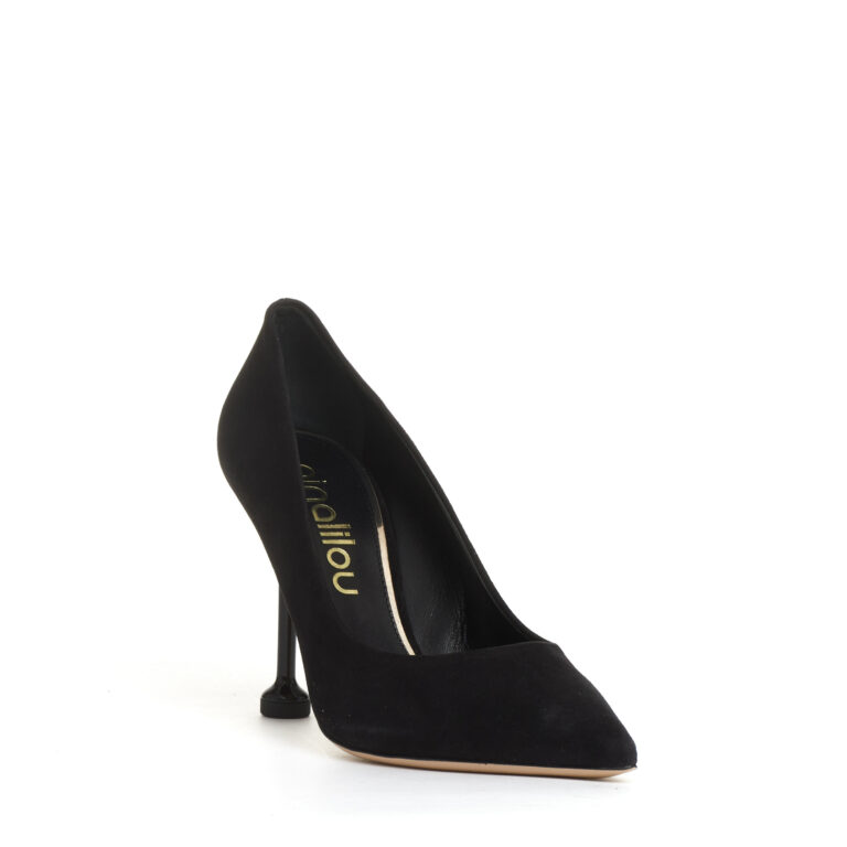 Sorelle Perego pump camoscio nero tacco metallo 100 mm Promozione