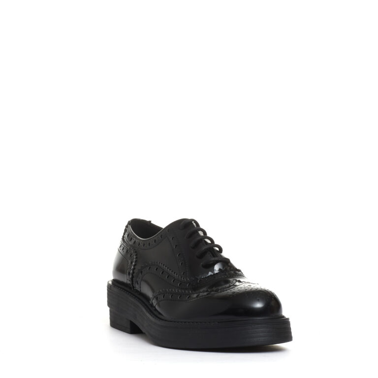 Sorelle Perego stringata con bucature pelle nera Negozi Online