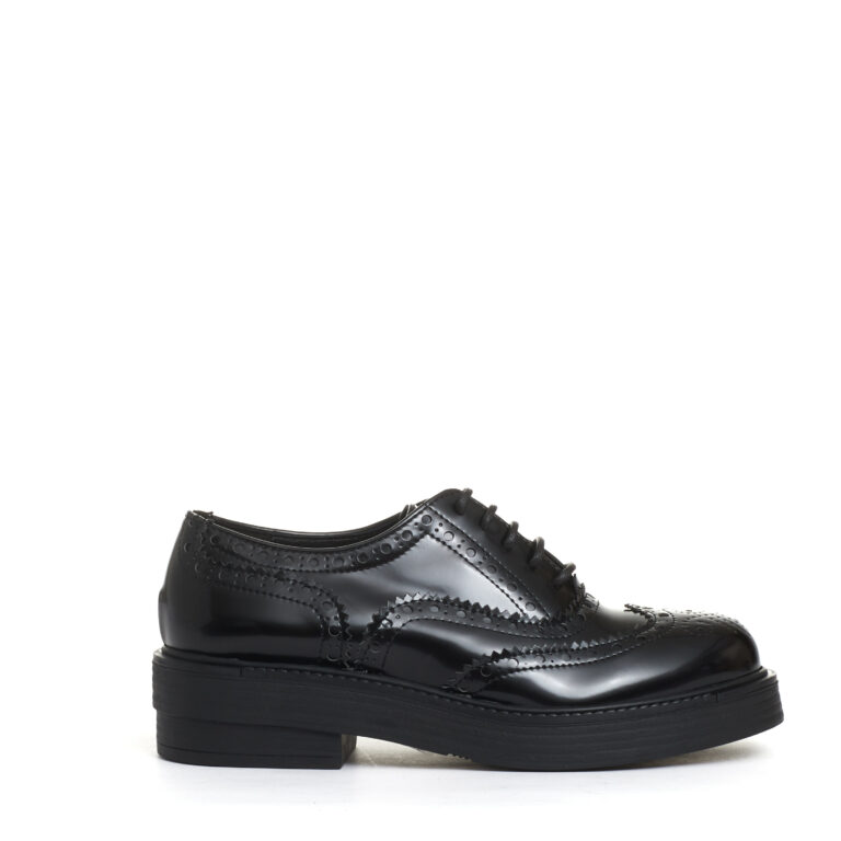 Sorelle Perego stringata con bucature pelle nera Negozi Online
