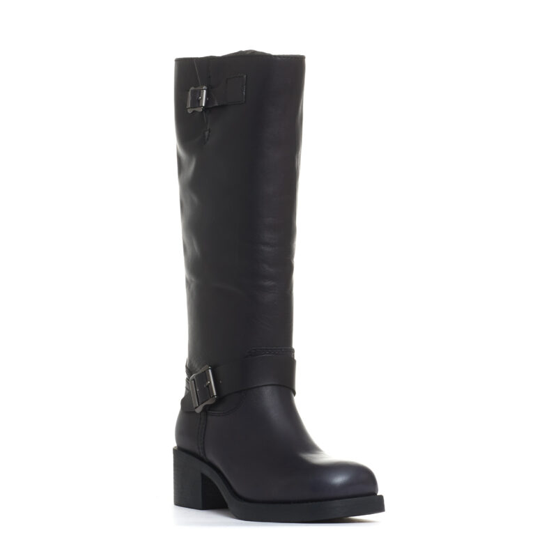 Sorelle Perego stivale biker tacco 40 mm fibbie nero Promozione Limitata