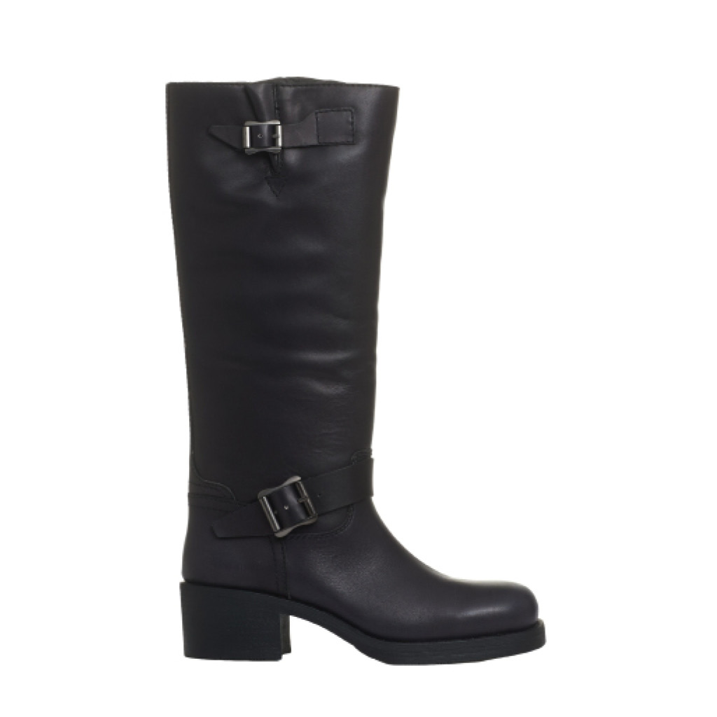 Sorelle Perego stivale biker tacco 40 mm fibbie nero Promozione Limitata