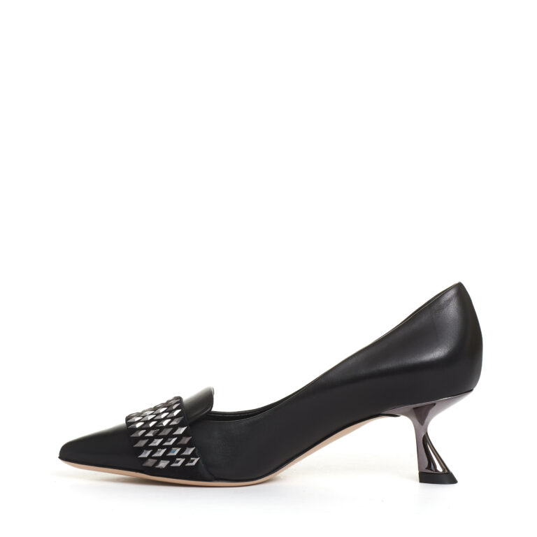 Sorelle Perego pump pelle nera con rombi tacco 55 mm Novità