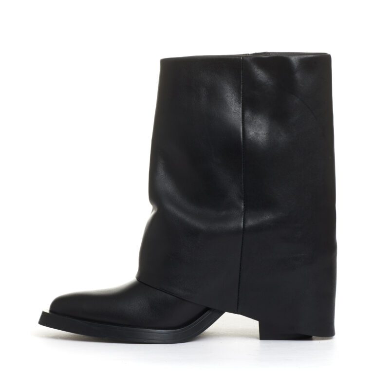 Sorelle Perego camperos con risvolto pelle nera tacco 60 mm Sconto
