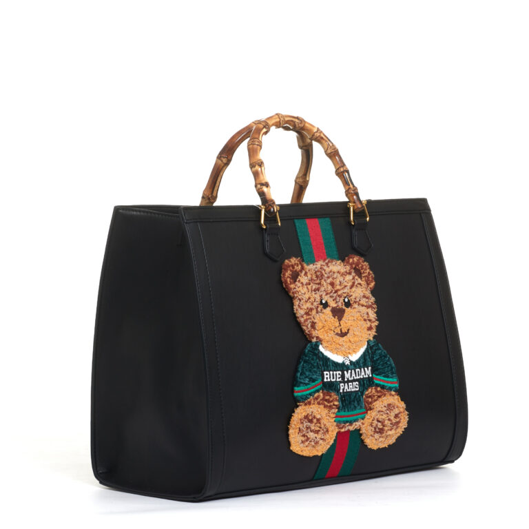 Sorelle Perego tote bag nera grande con Teddy e tracolla Offerta