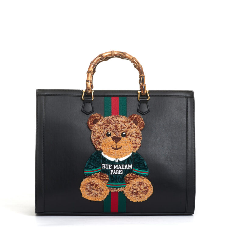Sorelle Perego tote bag nera grande con Teddy e tracolla Offerta