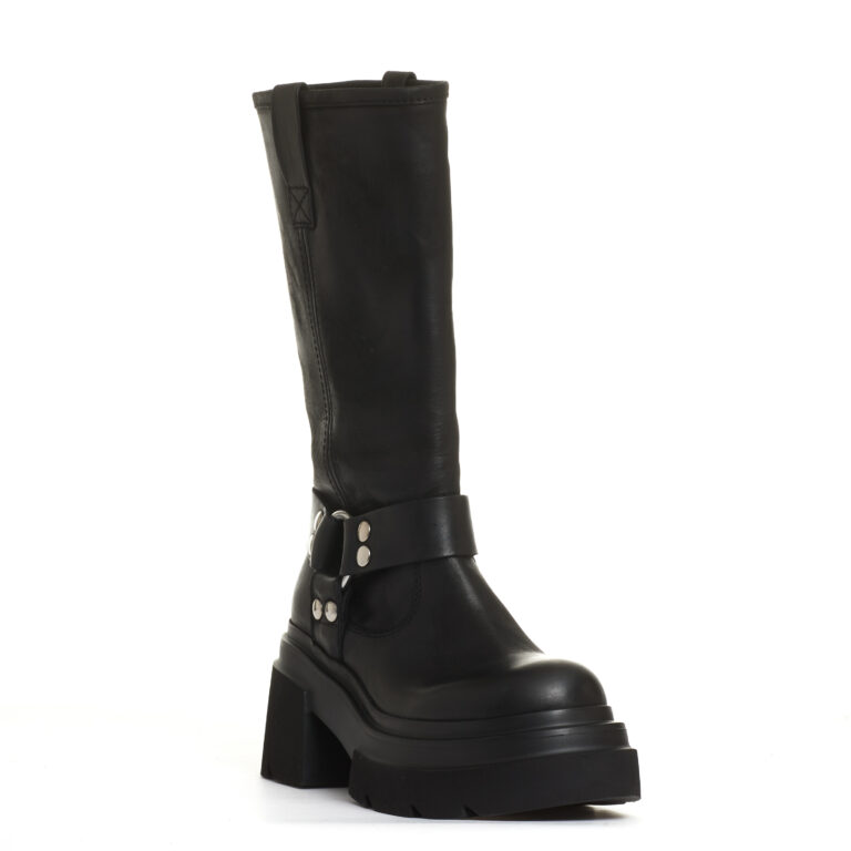 Sorelle Perego stivale biker pelle nera fondo grosso Hotsell