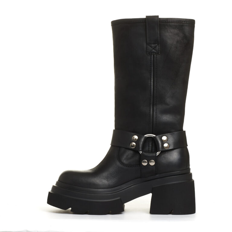 Sorelle Perego stivale biker pelle nera fondo grosso Hotsell