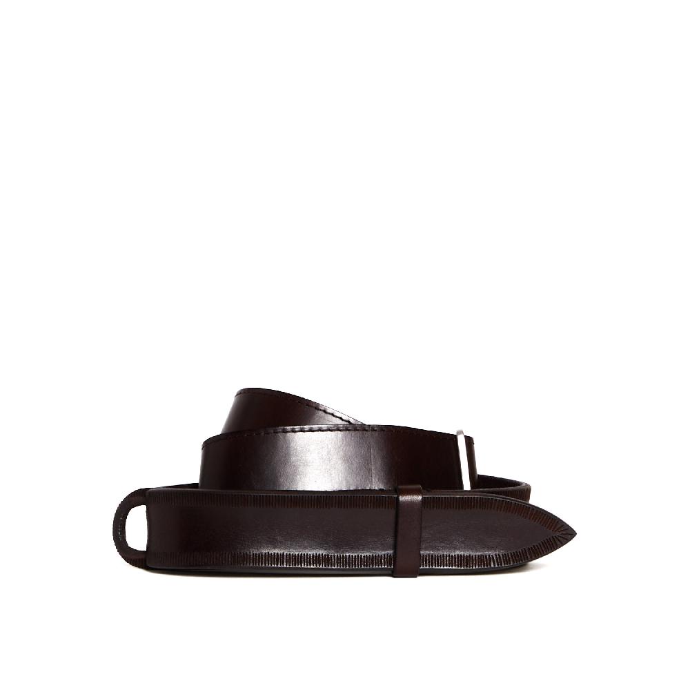 Sorelle Perego cintura nobuckle pelle bull marrone lavorata Vendita Economica