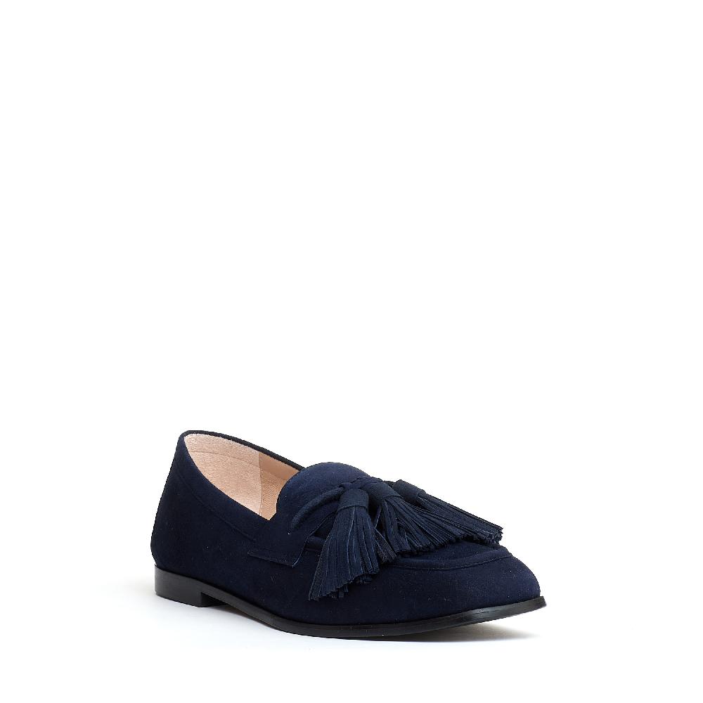 Sorelle Perego mocassino camoscio blu con fiocchetto Black Friday