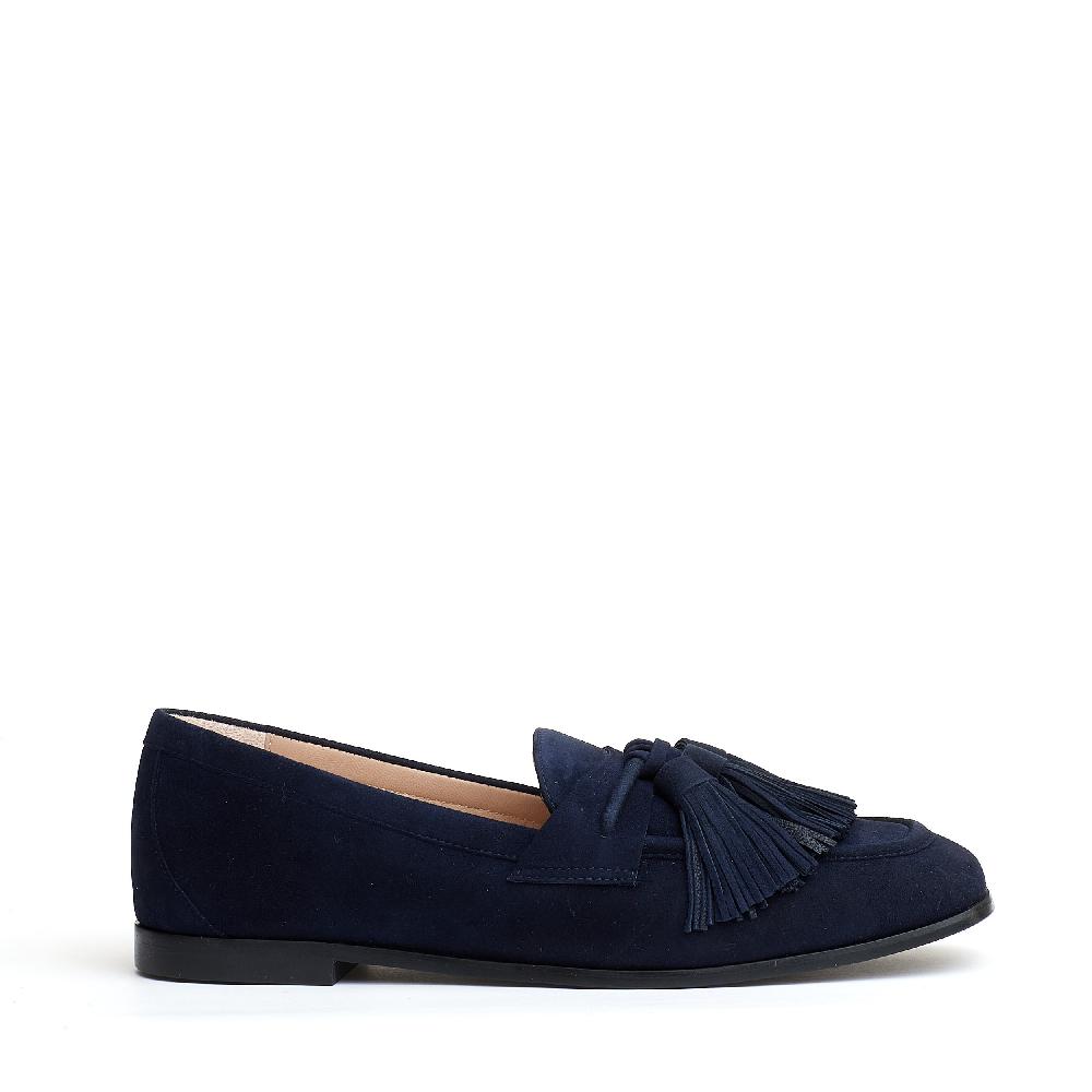 Sorelle Perego mocassino camoscio blu con fiocchetto Black Friday