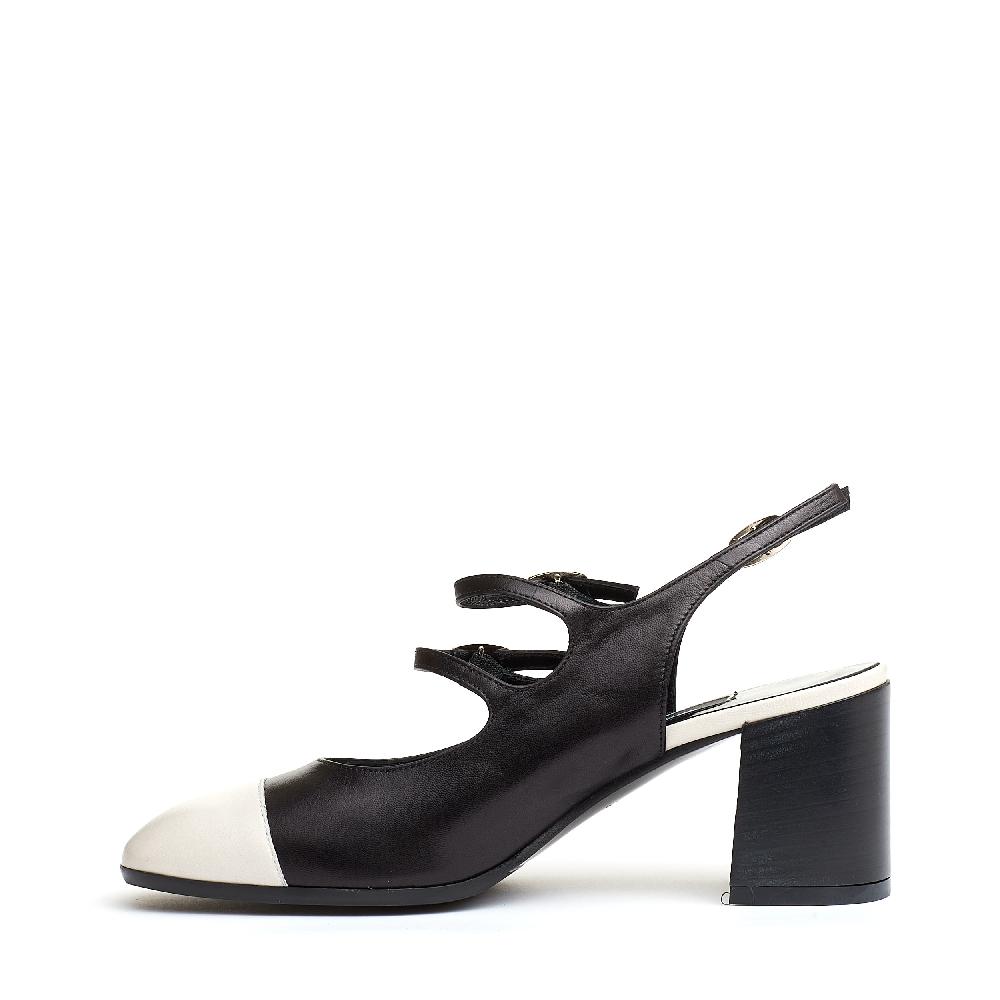 Sorelle Perego slingback cinturini nero e panna tacco 80 mm Offerte esclusive