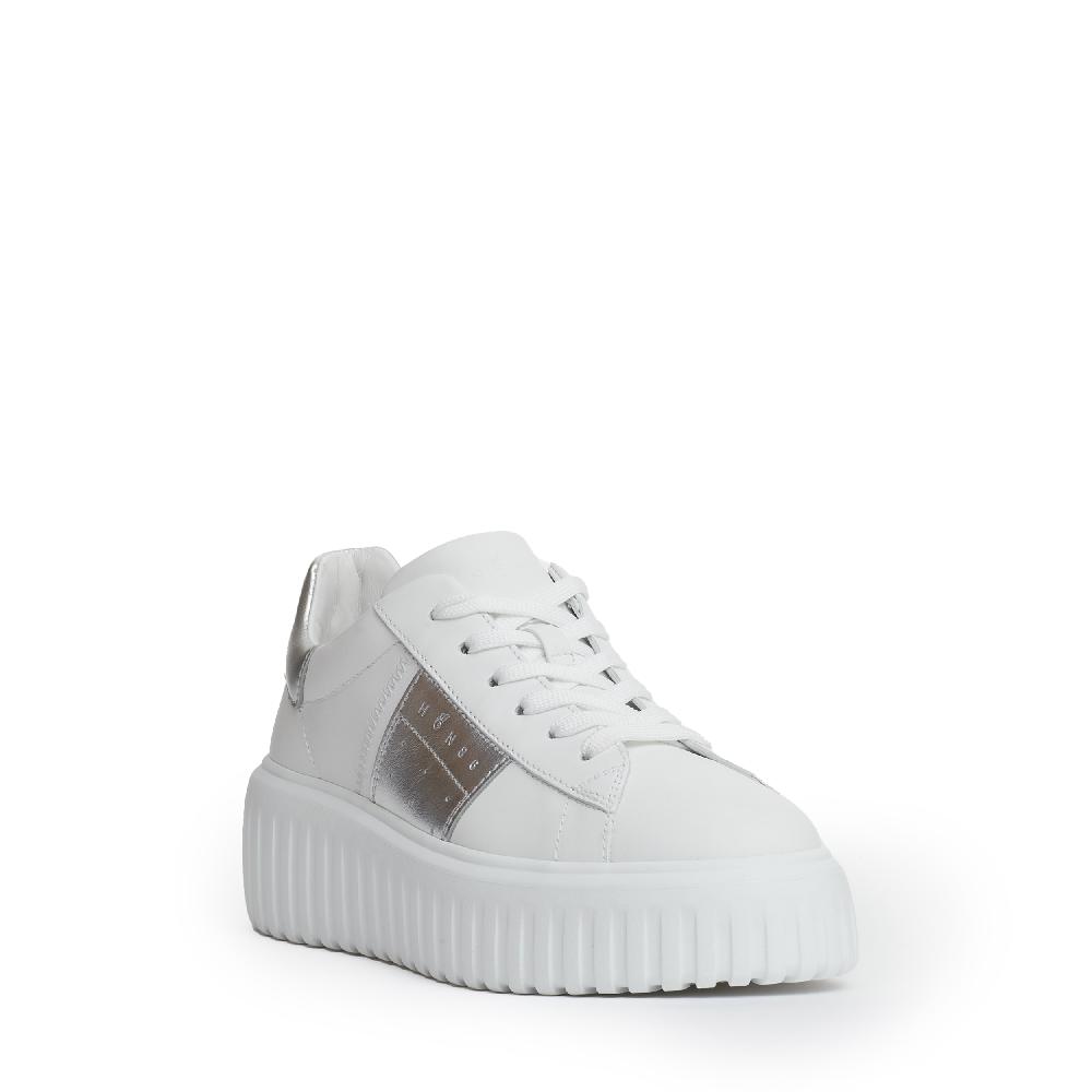 Sorelle Perego h stripes pelle bianco argento Officina