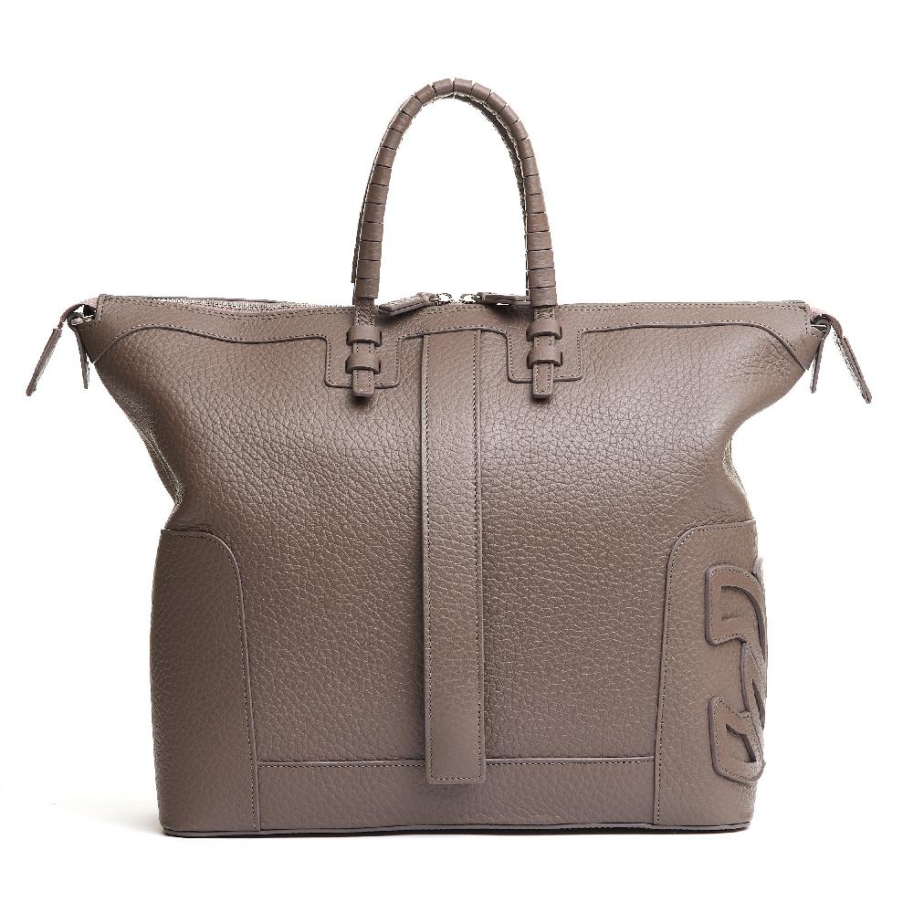 Sorelle Perego borsa doppio manico in pelle martellata caribou Outlet