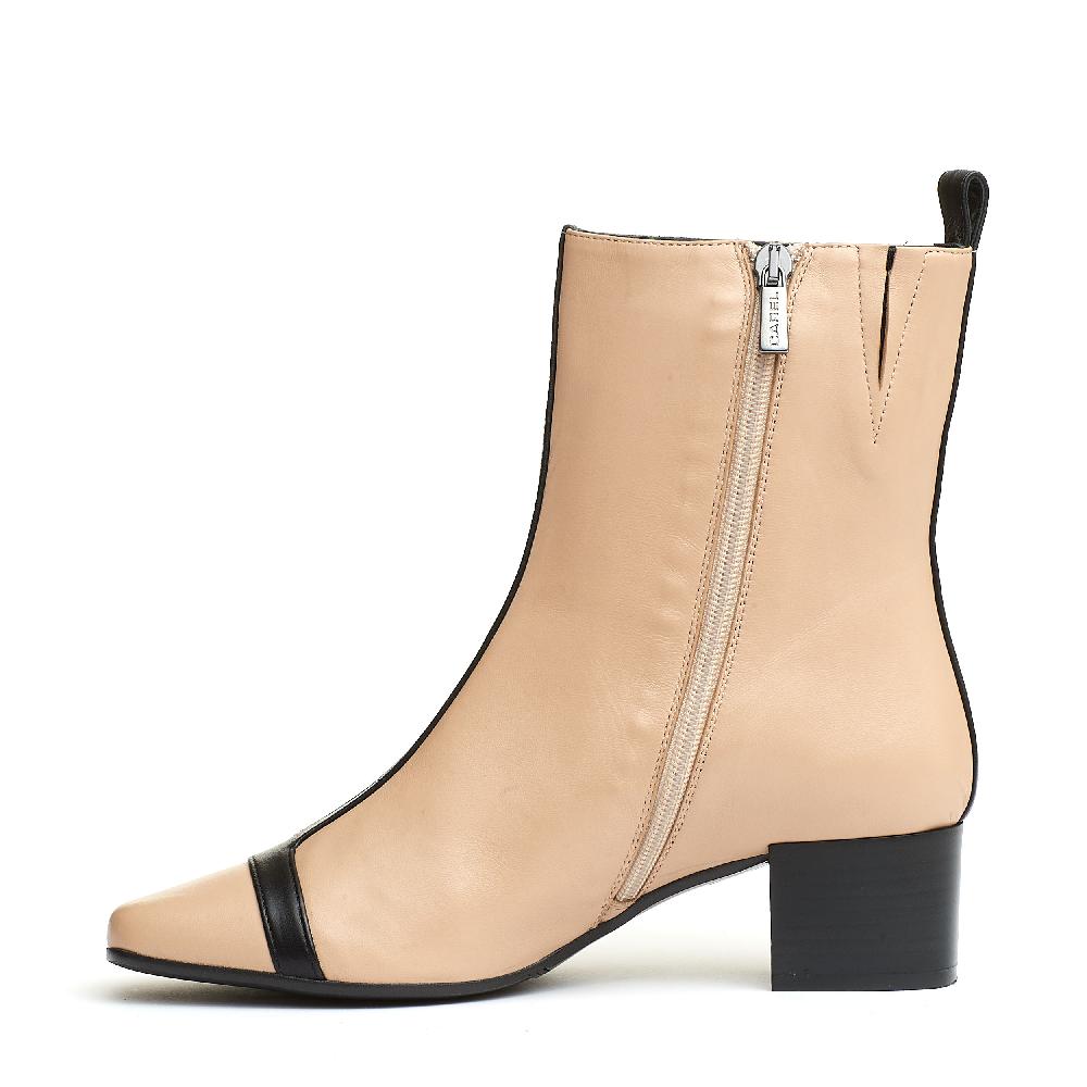 Sorelle Perego stivaletto pelle beige e nero tacco 40 mm Nuova