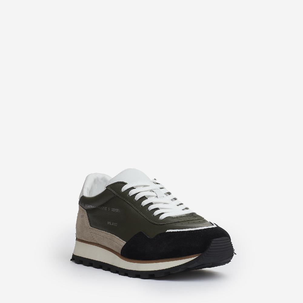 Sorelle Perego running 86er pelle verde camoscio beige e nero Fornitura limitata