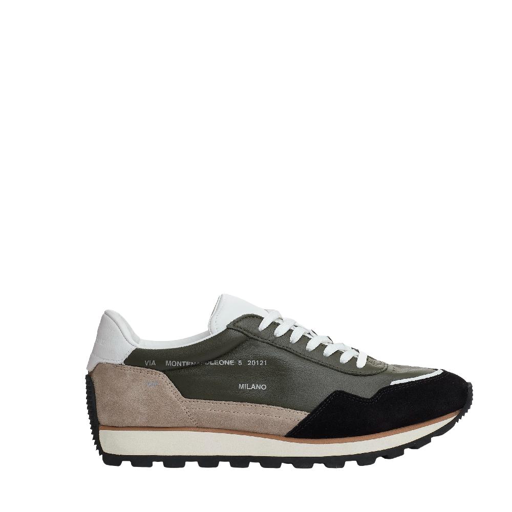 Sorelle Perego running 86er pelle verde camoscio beige e nero Fornitura limitata