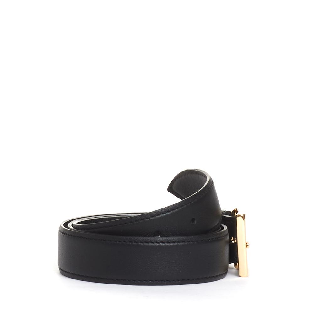 Sorelle Perego cintura nera fibbia oro quadrata Lightning offer