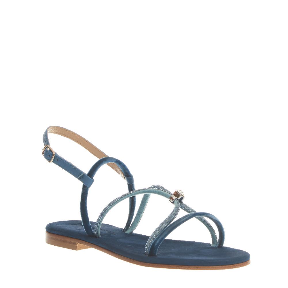 Sorelle Perego sandalo in velluto blu con microcristalli Sostegno trimestrale
