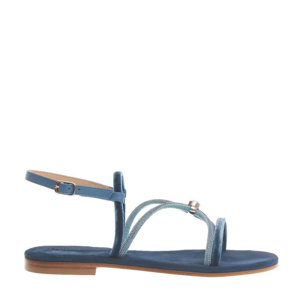 Sorelle Perego sandalo in velluto blu con microcristalli Sostegno trimestrale